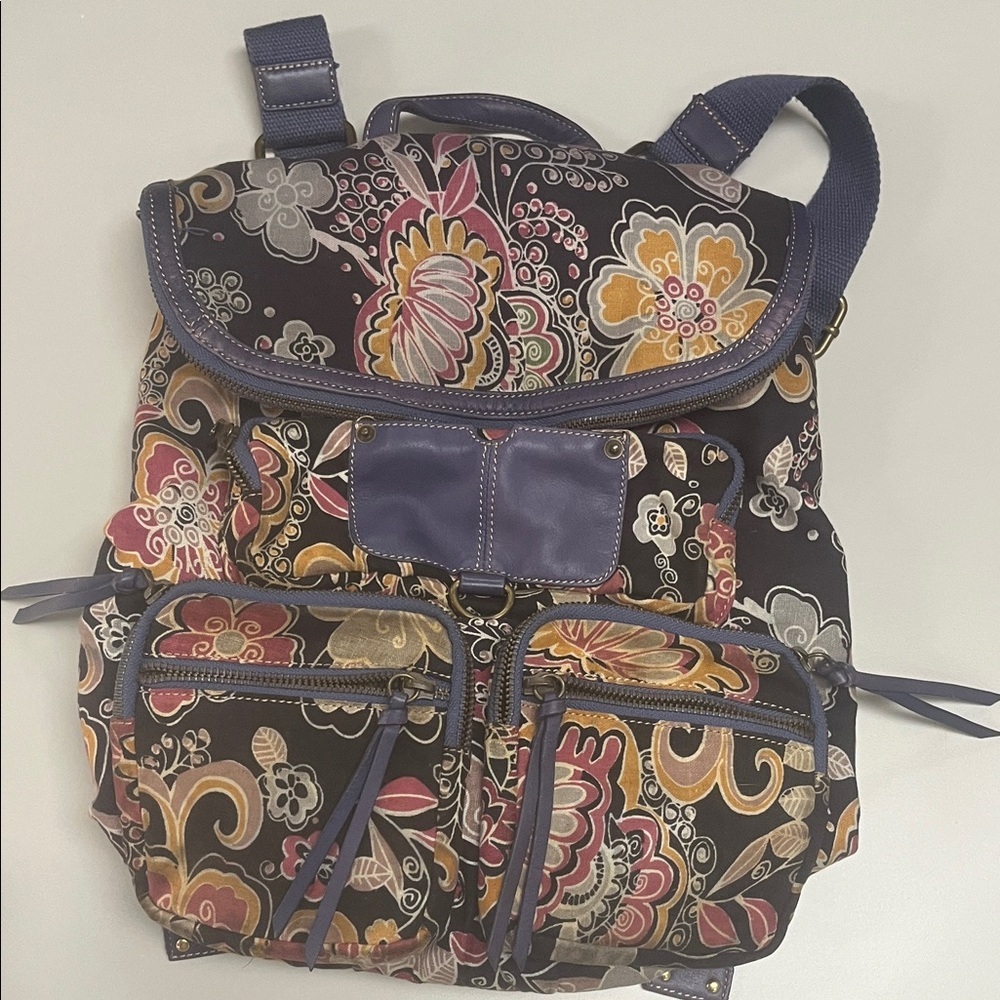 Hayden Harnett  Floral Paisley Backpack w/ leather accents